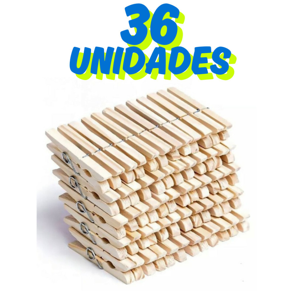 KIT Pregador de Roupa De Madeira Super Reforçado – 12/24/36/48/60 Unidades – Com Ótima Qualidade