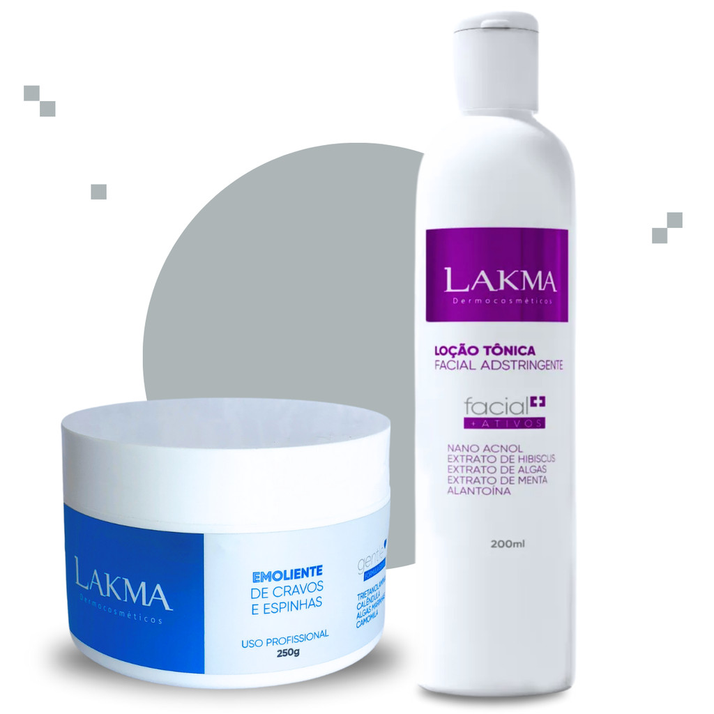 Combo Lakma Creme Emoliente de cravos 250g + Loção Tônica Facial 200ml Higienização Facial