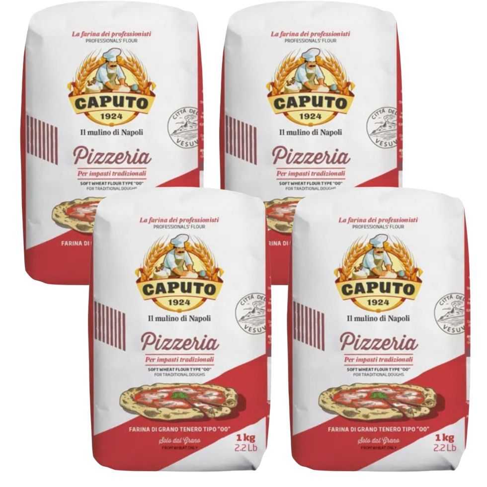 Kit 4 Farinha de Trigo Italiana 00 Pizzeria 1kg Caputo