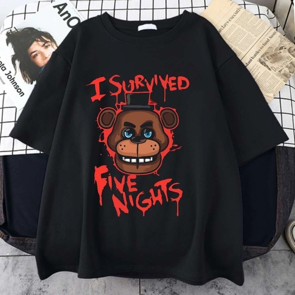 Camiseta Basica I Survived Night Cartoon Camisa 100% Algodão Unissex Plus Size Oversized Blusão em Oferta na Shopee