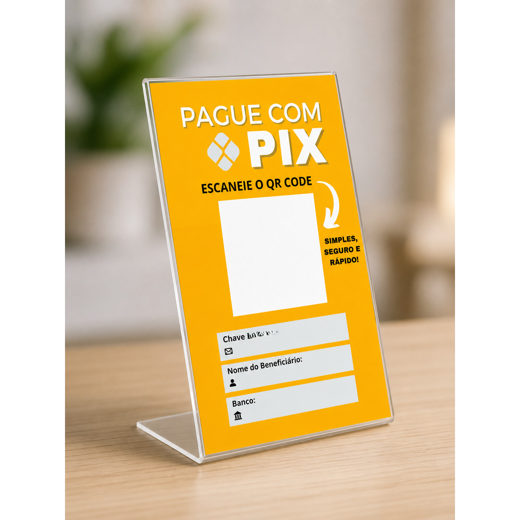 Placa Pix Display PVC simples para pagamentos personalizado