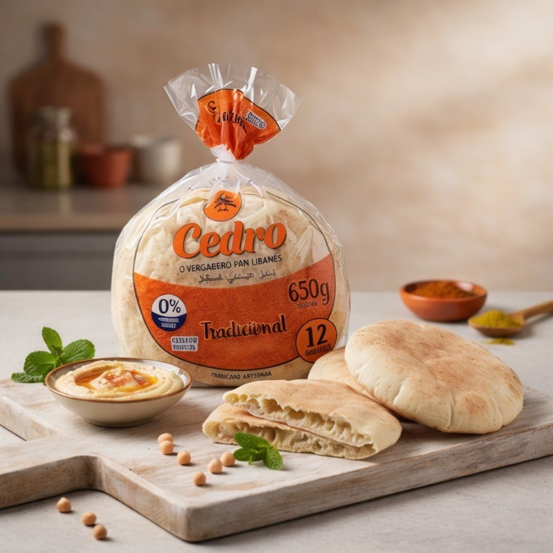 Pão Sírio Libanês Artesanal Cedro - Pacote 650g (12 Unidades)