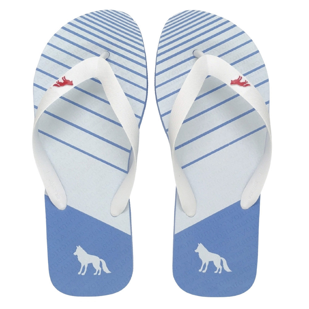 Chinelo Acostamento Masculino Casual Listrado Branco/Azul