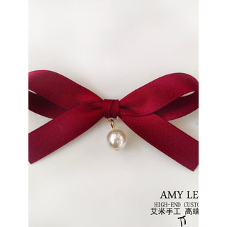 Amy artesanal Original vinho vermelho coreano fita hairpin estilo Ballet arco hairpin bola Duckbill clipe par clipe