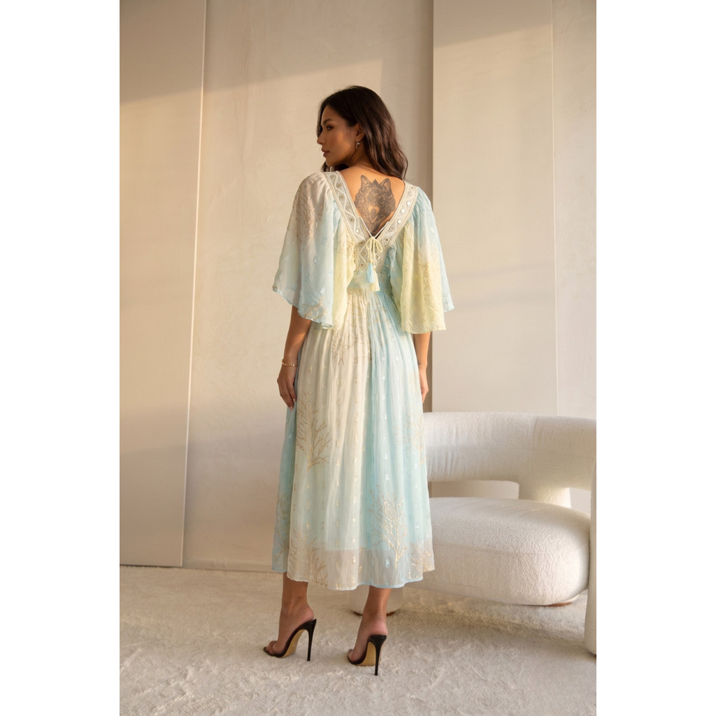 Vestido Longo com Manga Ampla Elegante-#00840 — imagem 2 de 2