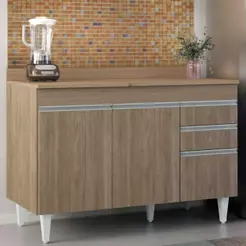Balcão de Cozinha para Pia com Tampo 120cm Michigan Castanho - Lumil