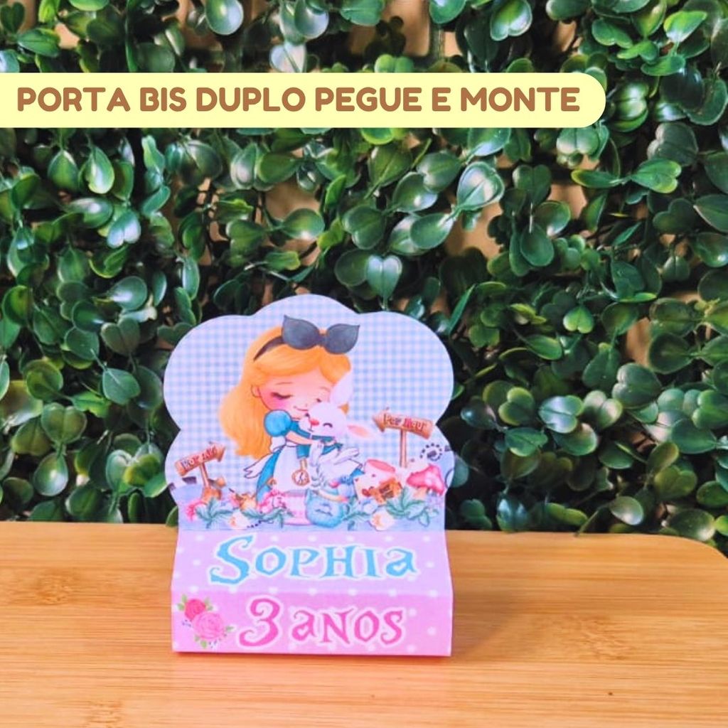 Porta Bis Duplo Alice no País das Maravilhas | Lembrancinhas personalizadas | Aniversário infantil | (PEGUE E MONTE)