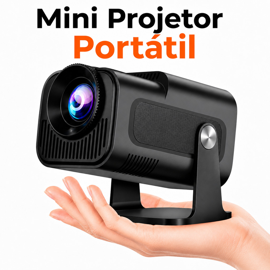 Mini Projetor Portátil HY320 Android 12 WiFi 5G Bluetooth 4K 720P Nativo Giro 180°