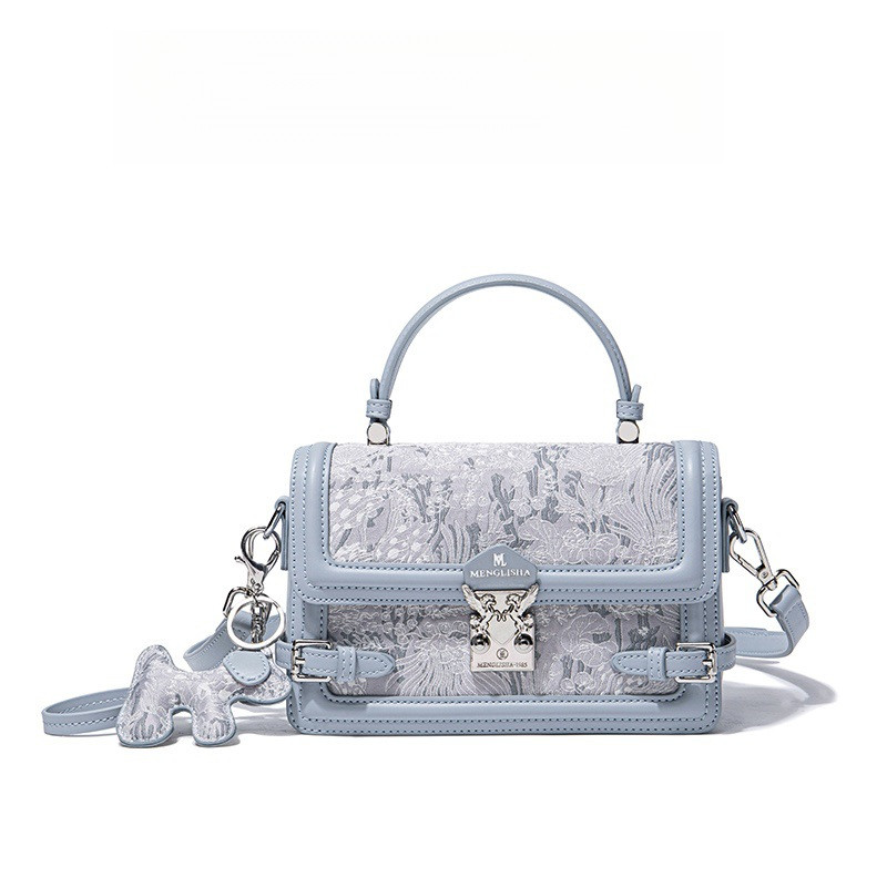 Bolsa pequena quadrada com fecho bordado em estilo coreano, design vintage em PU, bolsa multiuso, bolsa de ombro,