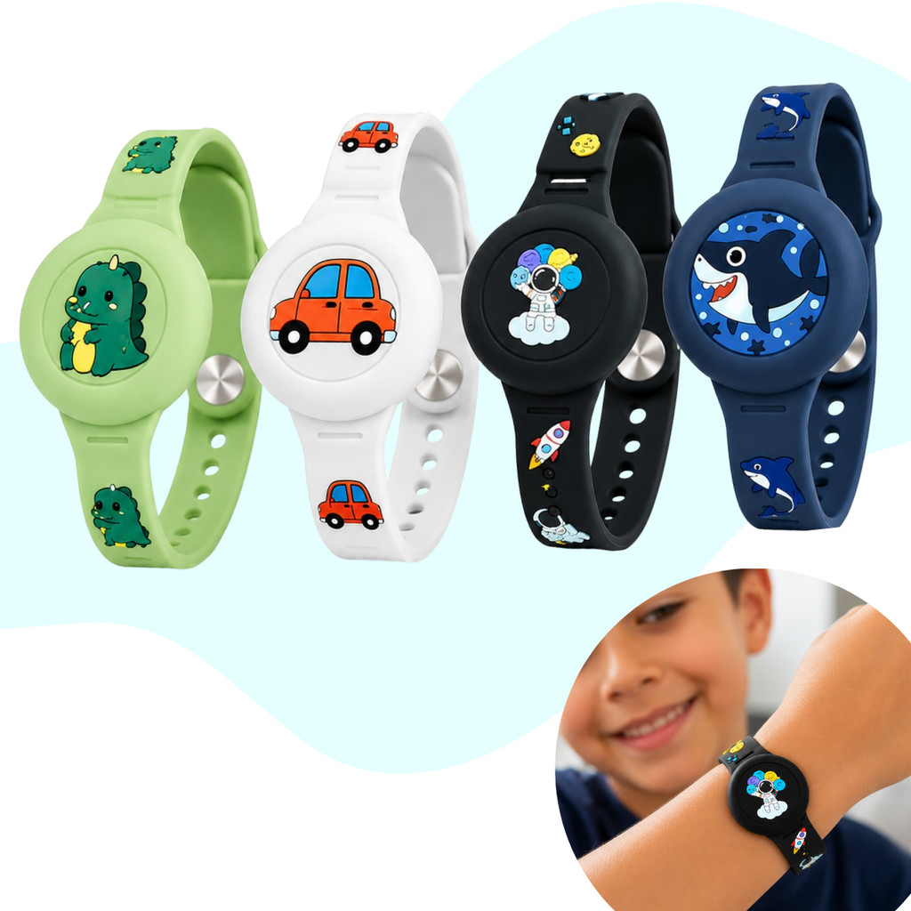 Pulseira Infantil Para Ap. Airtag Silicone Impermeável Resistente Localizador Cr