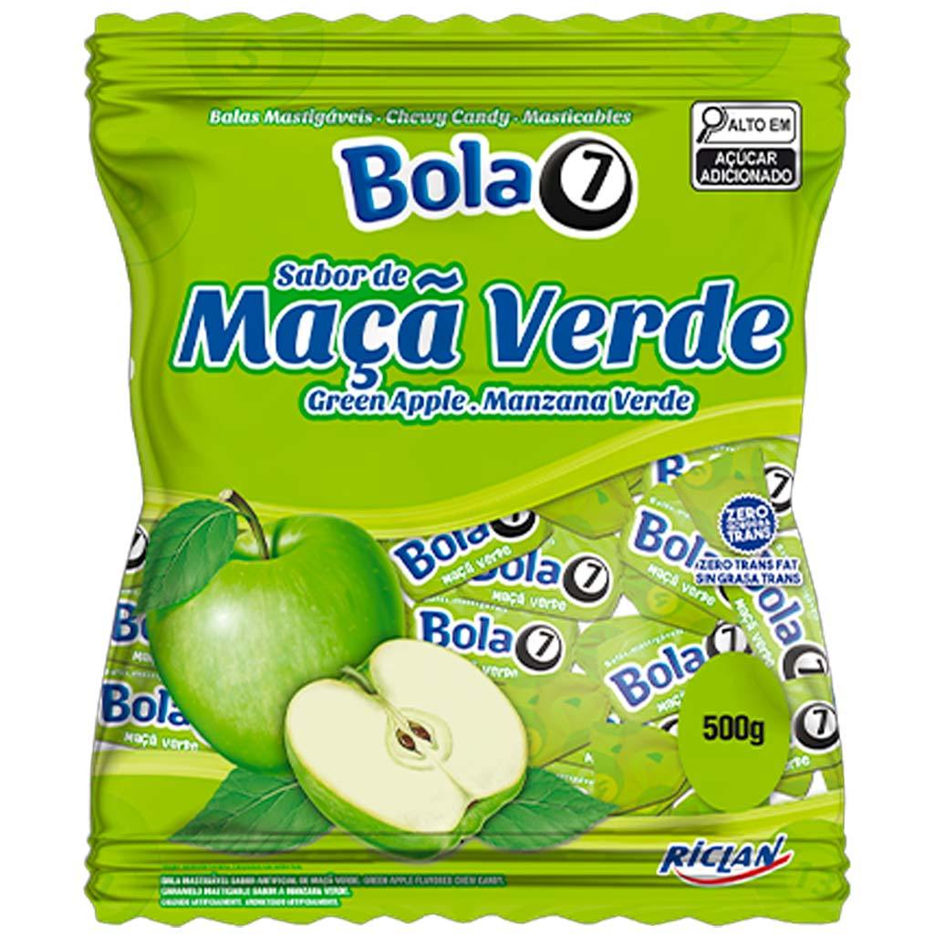 Bala Mastigável Bola 7 Maçã Verde 500g - Riclan