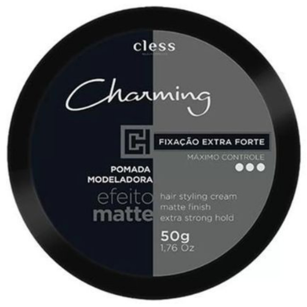 Cera Finalizadora Pomada Modeladora Cabelo Charming Cless Fixação Extra Forte Efeito Matte Seco Men 50g