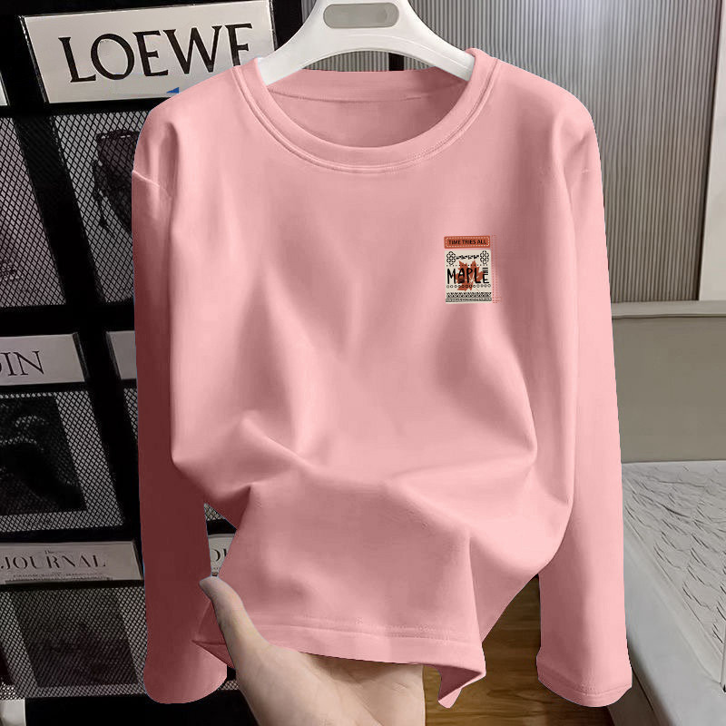 Camiseta de manga comprida masculina primavera outono novo estilo puro algodão All-Match moda moletom solto camiseta de 