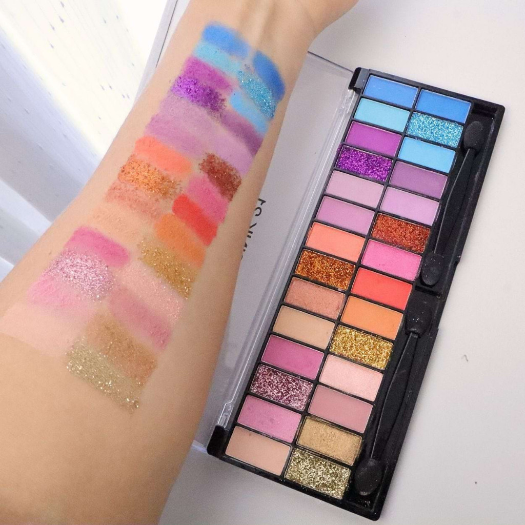 Paleta de Sombra Colorida 28 Cores Glitter Rosa Nude Dourado Good Girls Pink 21