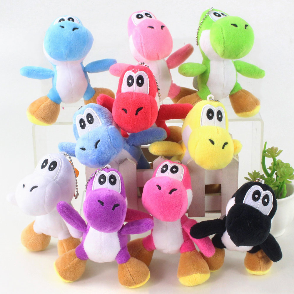 Brinquedo Infantil Nintendo Super Mario Bros, Boneco de Pelúcia Yoshi Dragão Verde de 12cm, Chaveiro de Pelúcia, 10 Core