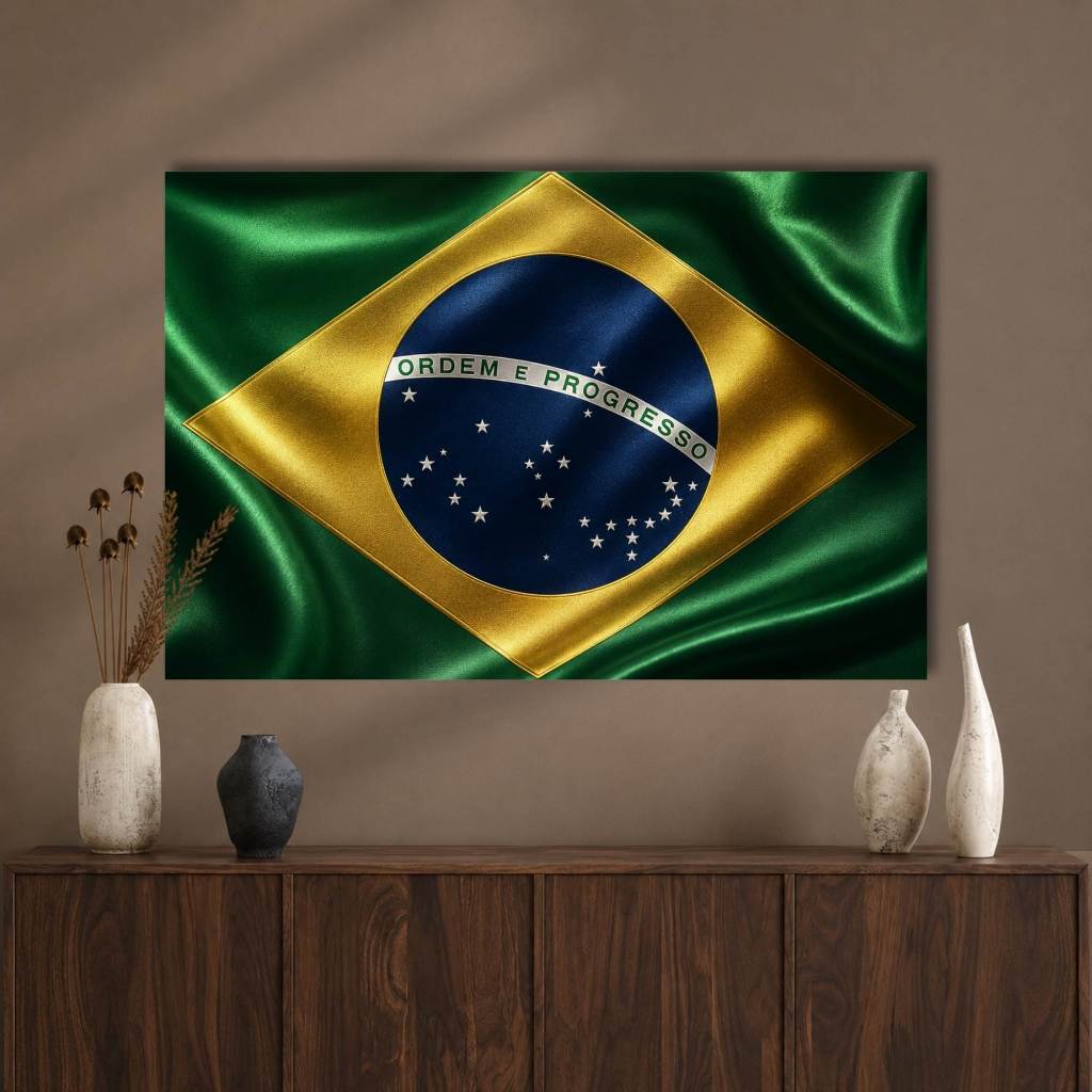 Quadro decorativo bandeira do brasil copa seleção pais brasileiro decoração para quarto sala evento