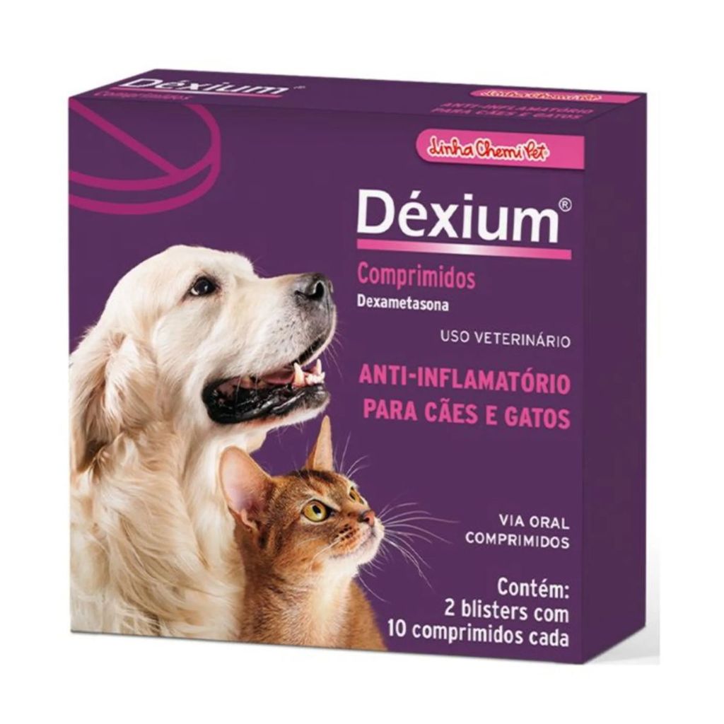 Déxium Chemitec Anti-inflamatório para Cães e Gatos 20 Comp