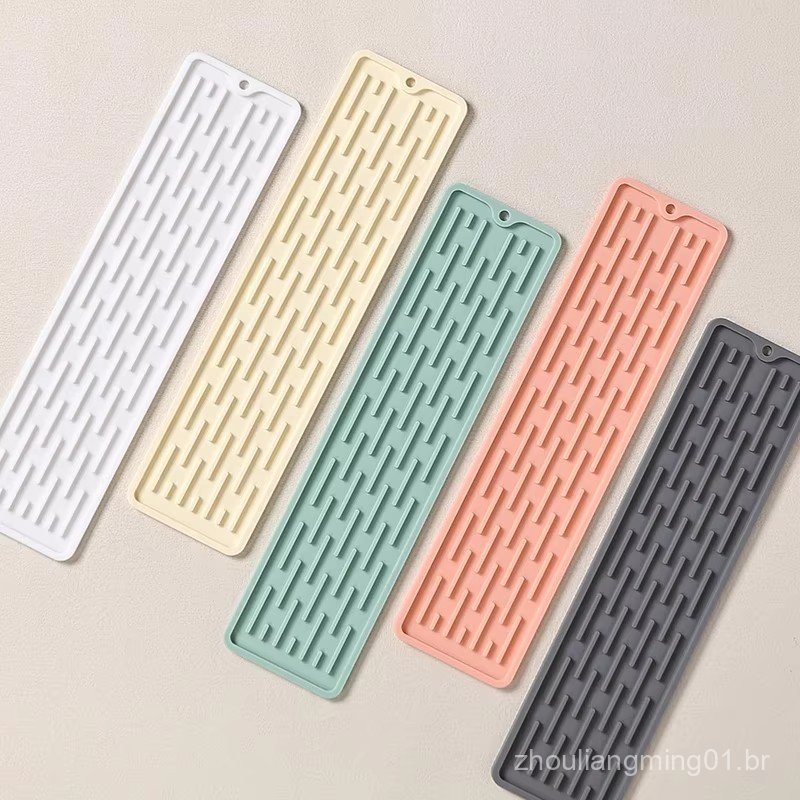 Tapete de silicone longo para drenagem, tapete resistente ao calor para cozinha, tapete para pia e balcão de bar, tábua