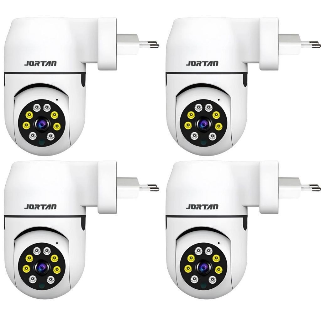 Kit 4 Câmeras de Segurança WiFi Internas com Plugue Brancas e App Yoosee