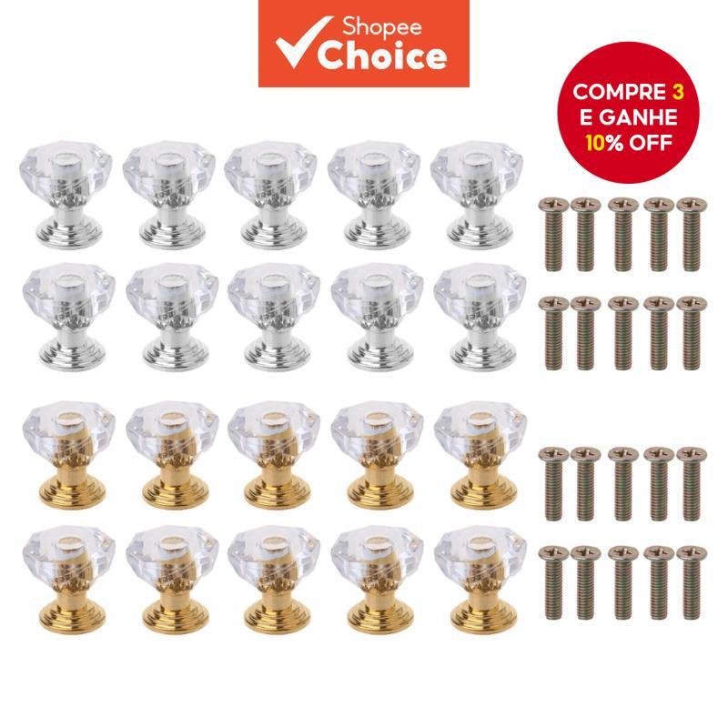 10 Botões De Gaveta De Acrílico Transparente Dos Pces-Pequenos Puxadores De Armário Para Guarda-Roupa , Caixa De Jóias E