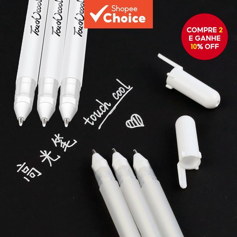Canetas De Destaque Brancas De 1/3/5 Pacotes-Marcadores De Arte De 0.8 Mm Para Desenho Criativo , Escola E Design em Oferta na Shopee