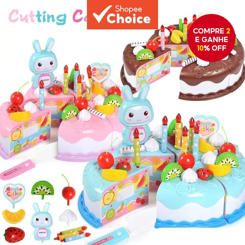 Conjunto DIY de Bolo de Aniversário Fingir Corte para Aprendendo Cozinha Crianças Presentes
