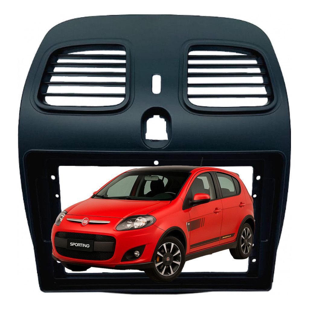Moldura 9" Multimídia Grand Siena e Palio Sporting Flutuante Preta Compatível 2012 A 2021