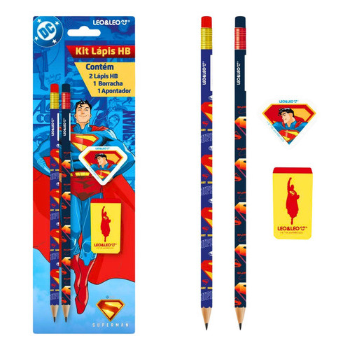 Kit Lapis Hb Leonora 4 Peças Super Man Super Man