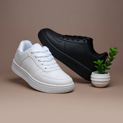 Tênis Casual Masculino Esportivo Confortável Preto Branco