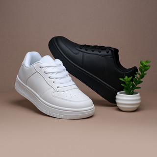 Tênis Casual Masculino Esportivo Confortável Preto Branco