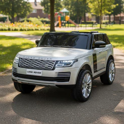 Carrinho Elétrico Infantil Land Rover 12V 4x4 com 2 Lugares, Bancos em Couro, Controle Remoto, Faróis LED e Tela MP5