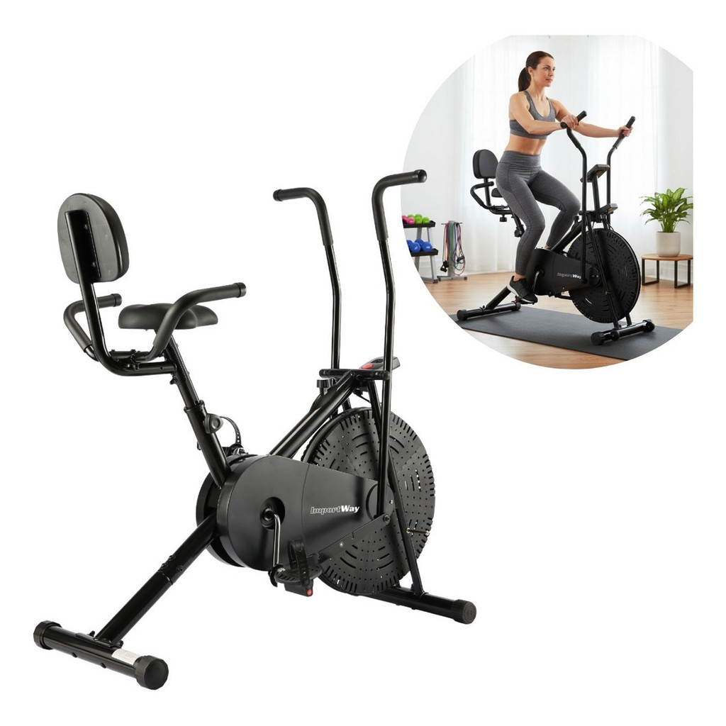 Imagem Air Bike Com Encosto Ideal para Alta Queima de Calorias Resistência a Ar e Treino Intenso Suporta Até 150kg