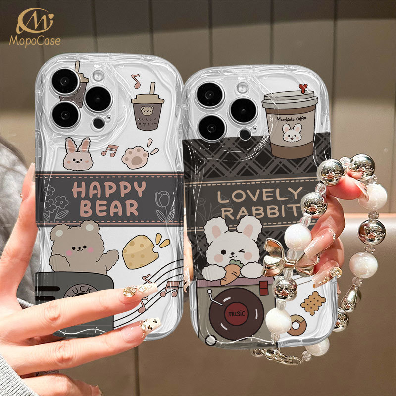Capa Para Samsung A56 A36 A55 A54 A16 A15 A14 A05 A51 A52 A34 A35 A32 A13 A12 A04E Música Urso Coelho Caso De Telefone M