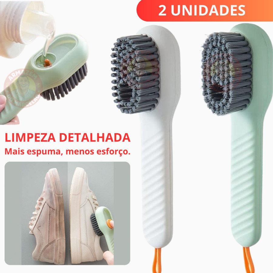 Escova Reservatório De Limpeza Limpa Sapato Louça Com Dispenser De Sabão Liquido