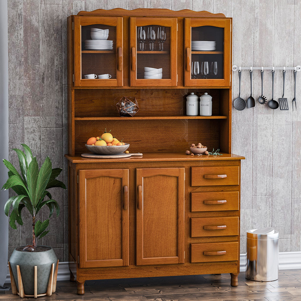 Armário Kit de Cozinha Rústico 5 Portas 4 Gavetas Évora M06 Imbuia Brilho - Lyam Decor em Oferta na Shopee