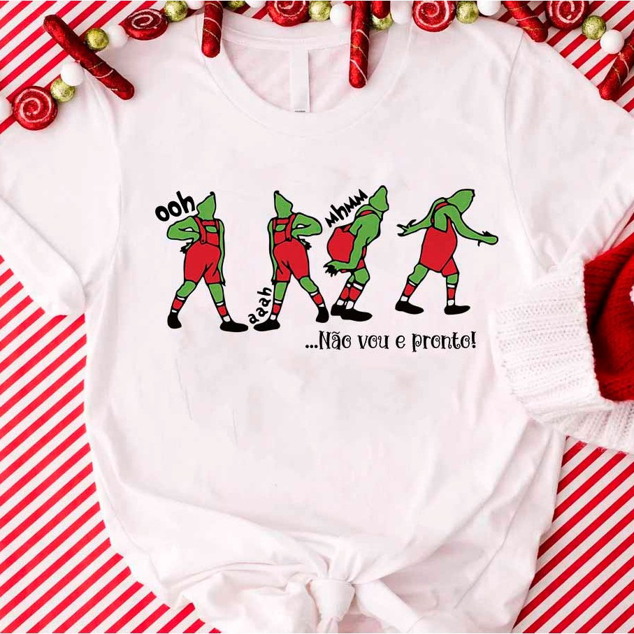 [Camiseta Premium em Algodão Puro]GXG Camiseta T-shirt30.1 Premium Grinch Natal Engraçada – Frase Não Vou e Pronto – Pre
