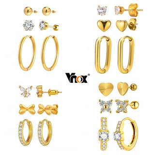 Conjunto De Brincos De Borboleta E Coração Vnox Sparkling CZ Para Mulheres Crianças , 3 Pares Hipoalergênicos Leves Pres
