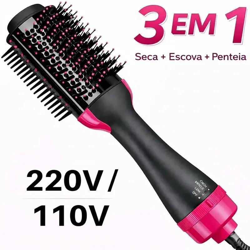 Escova Secadora de Cabelo Elétrica 3 em 1 Modeladora Alisadora Volumizadora Secagem Rápida Ar quente 110V ou 220V
