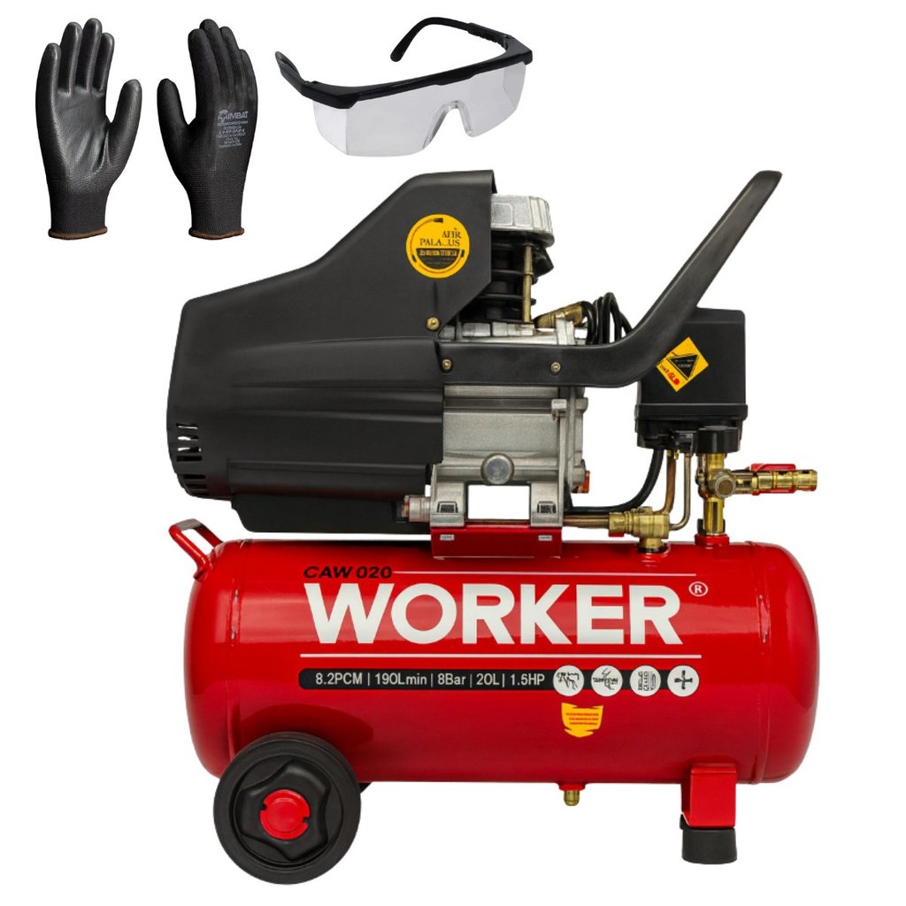 Moto Compressor de Ar compacto 20L Mono Eletrico Pintura Encher Peneu Worker