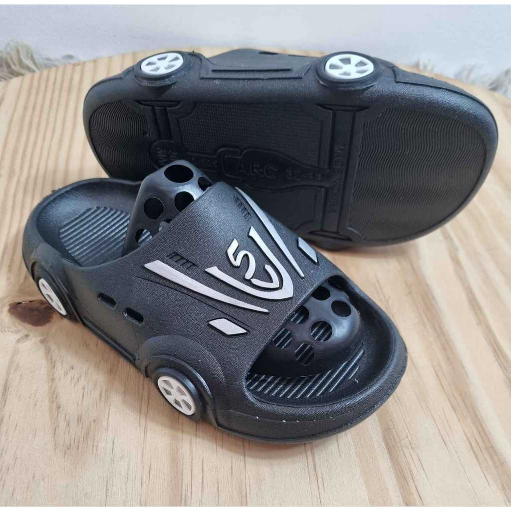 Chinelo Carrinho Preto Infantil com Luz