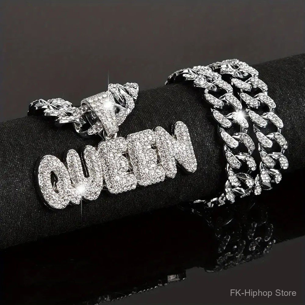Novo Colar Hip-Hop, Pingente De Letra Cravejado De Diamantes, Colar De Corrente Cubana, Colar Hip-Hop Masculino, Colar.