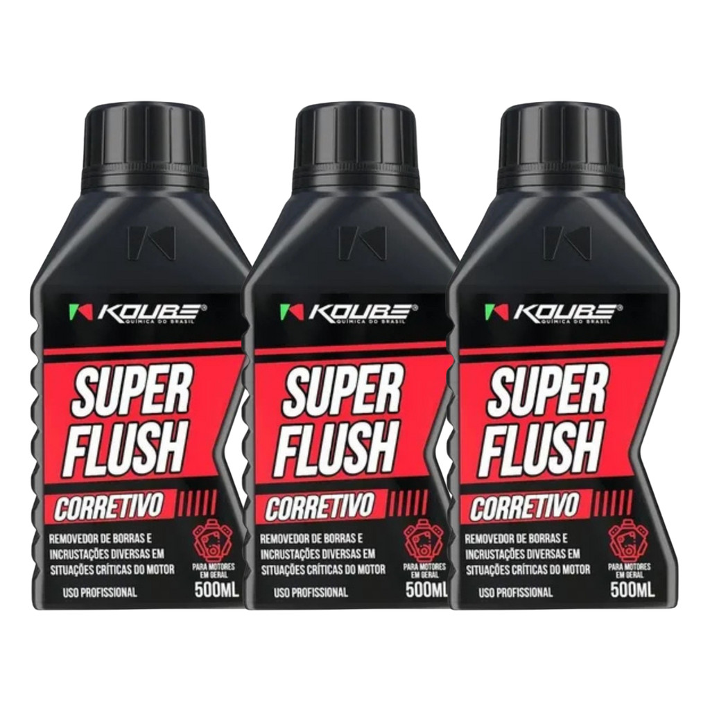 Kit 3 Super Flush Corretivo Koube Aditivo Limpeza Motor 450ml