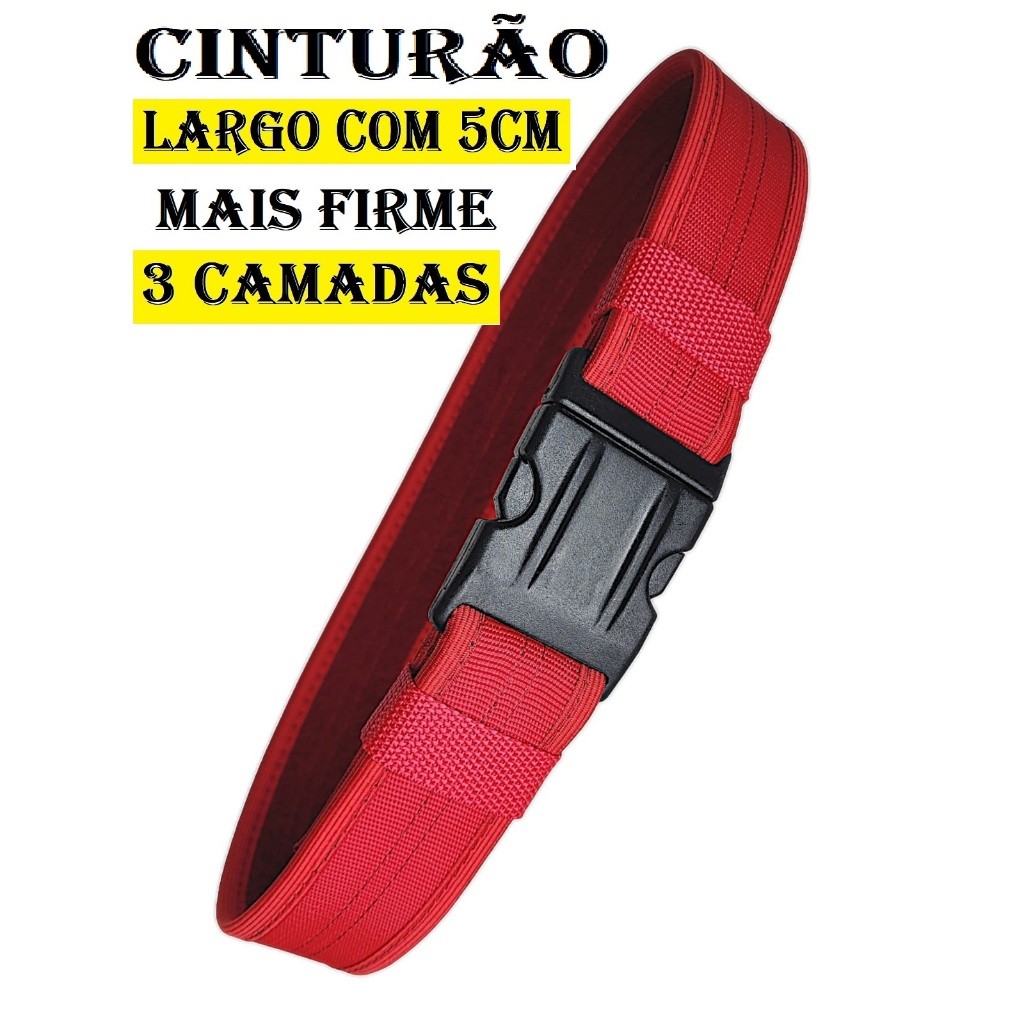 Moda Cinto Largo Masculino Nylon Fivela Engate Rápido #vermelho — imagem 2 de 2
