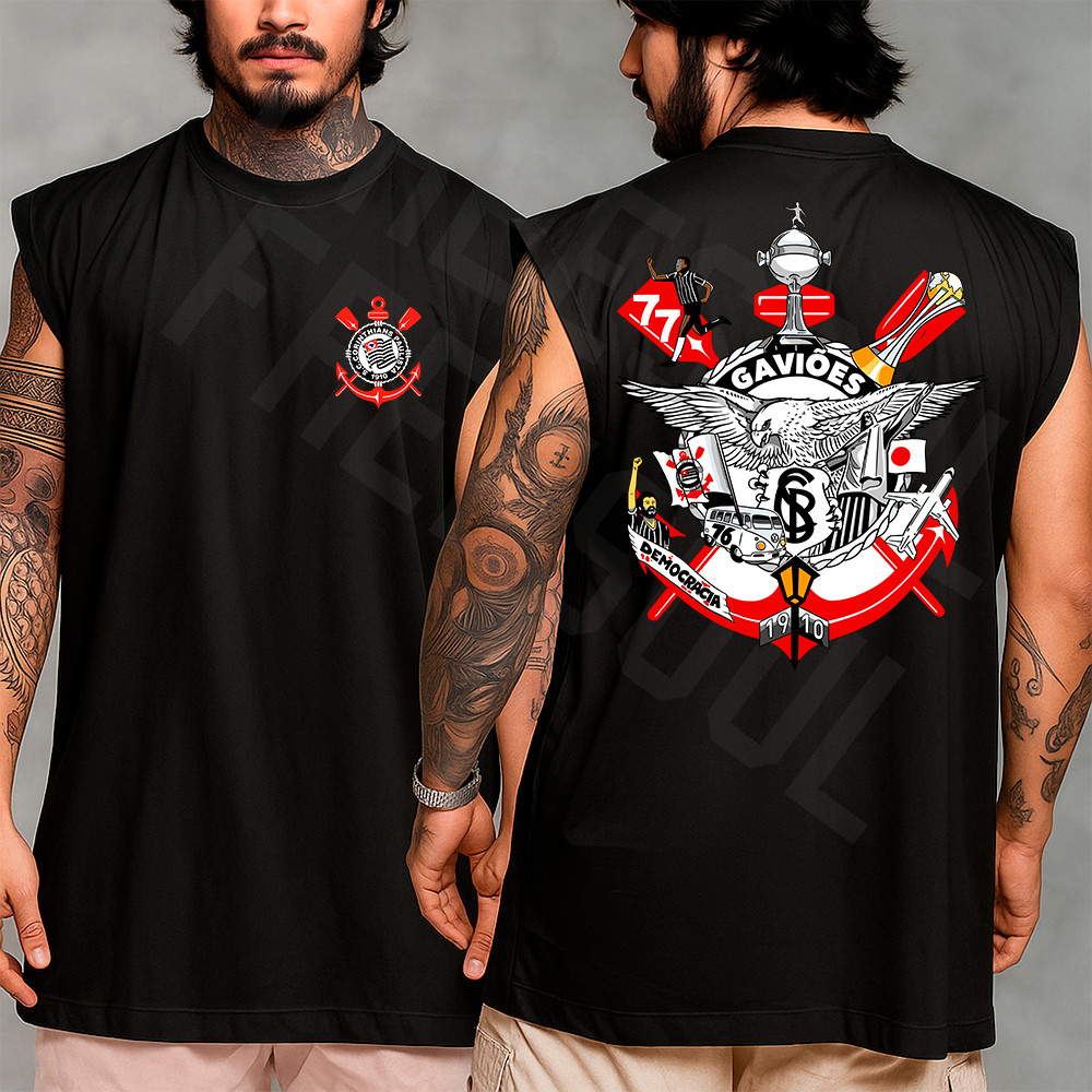 Camiseta regata machao oversized masculino Timao Corinthians sccp Paulista vintage treino Gym Streetwear Longline Algoda