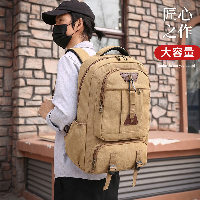 Nova mochila masculina de lona ao ar livre viagem Super grande capacidade bagagem montanhismo saco lazer viagem negócios