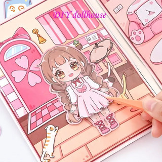 Xiaomanman Livro Sensorial de Artesanato Infantil com Tema de Casa de Bonecas de Papel e Música, com Personagens de Dese