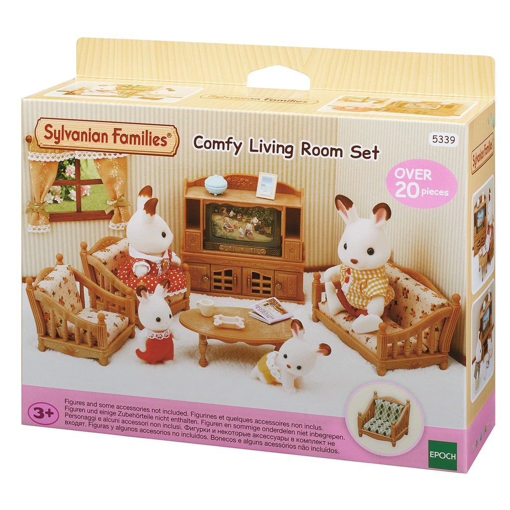 Conjunto Sala De Estar Confortável Sylvanian Families Com Móveis Mesa Sofá Poltronas 5339 Epoch