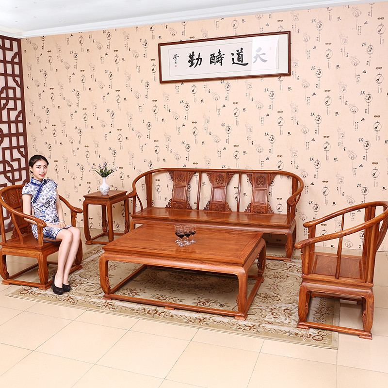 Sofá de mogno estilo chinês madeira maciça móveis antigos africano Huanghuali madeira palácio sofá ouriço vermelho sânda