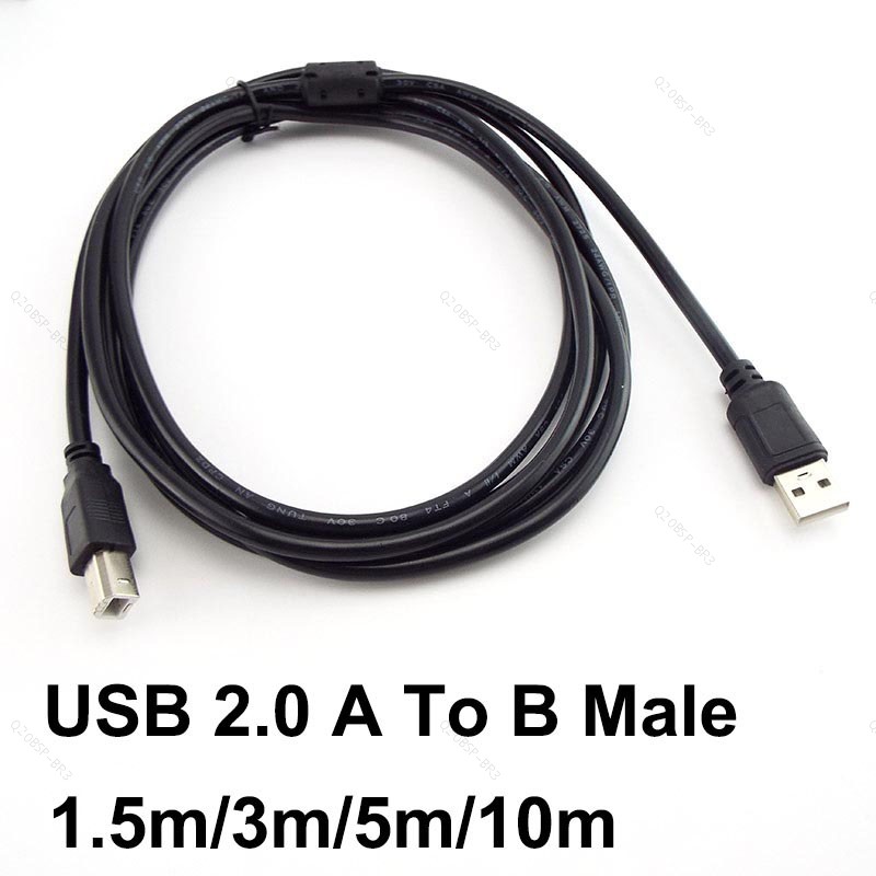 Conector De Impressão USB 2.0 Estender Cabo Adaptador De Energia Tipo A Para B Macho Impressora Etiqueta De Fio BR20B3