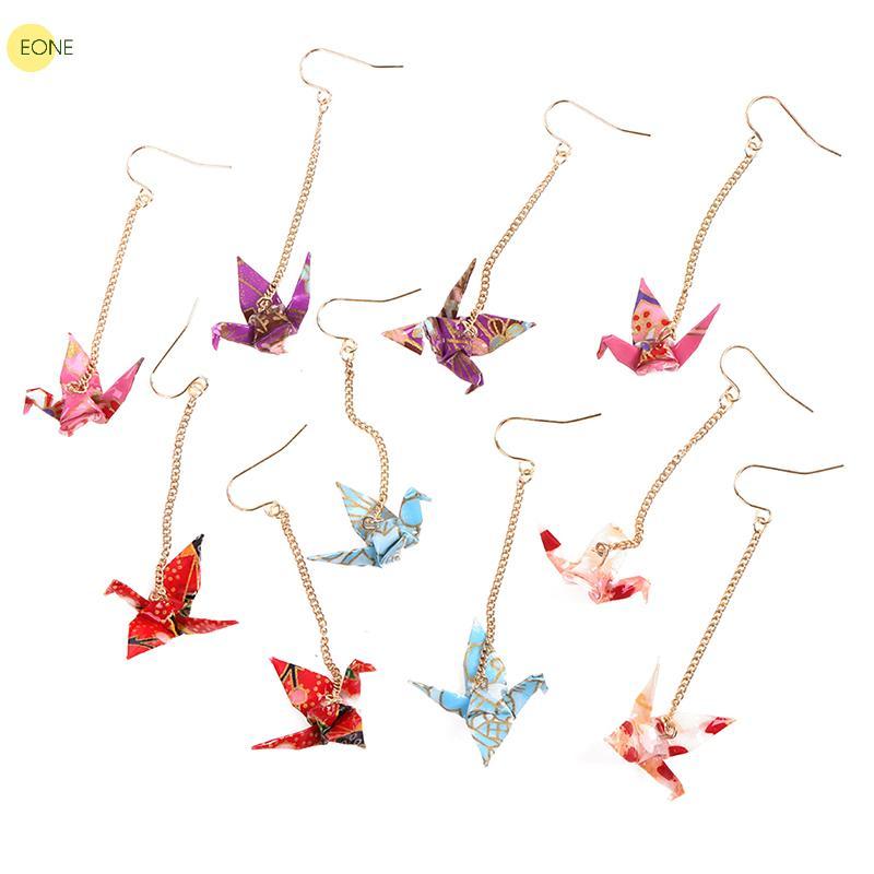 EONE Kranich Brincos Origami Miniblings Pássaros Guindastes Faltkunst Senbazuru Papel Quente
